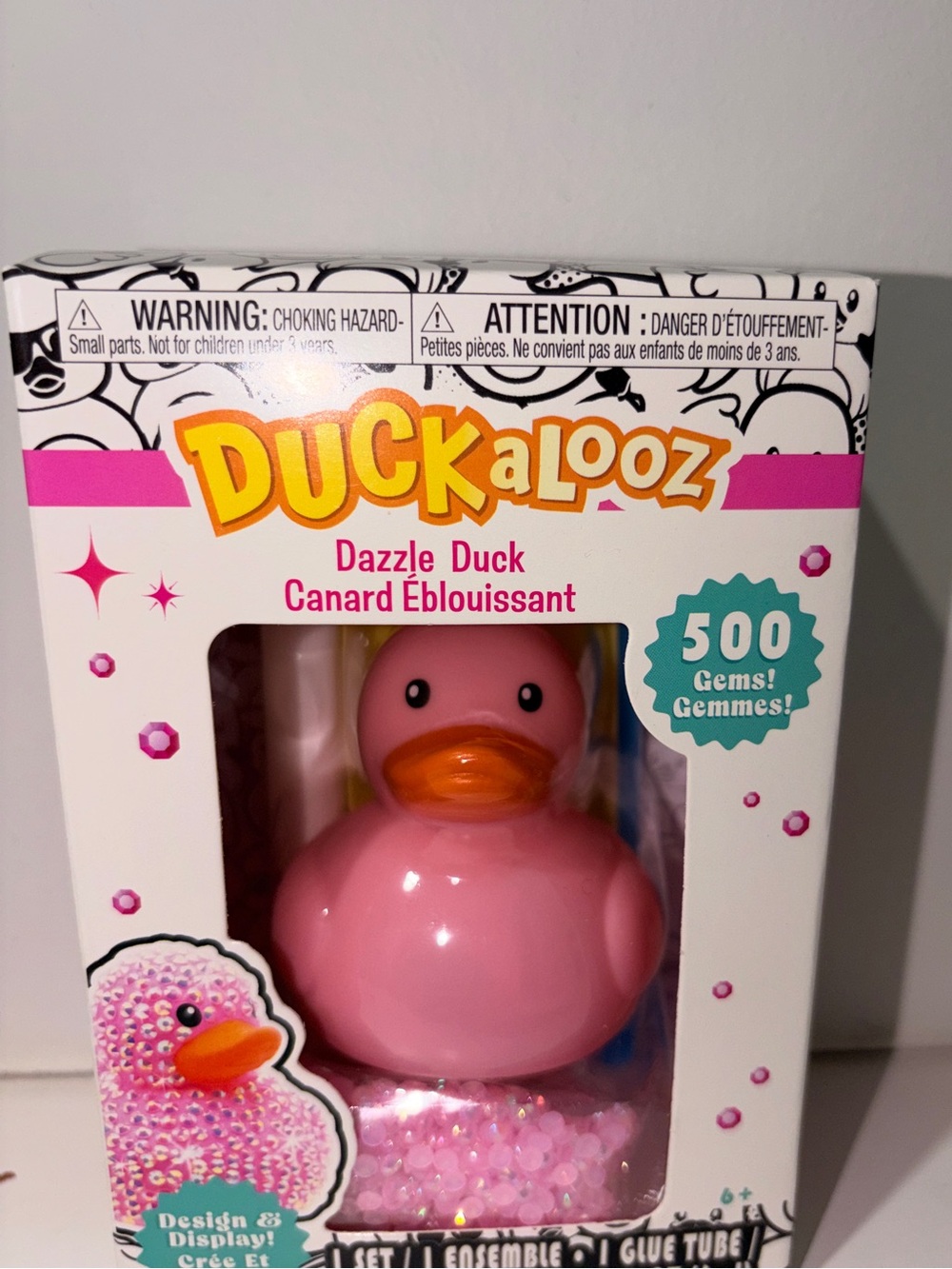 Dazzle Duck Pink Rubber Duck Toy with 500 Gems